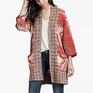 Lucky Brand Womens Sedona Aztec Tribal Southwest Open Front Cardigan Sz S / XS